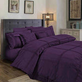 3 Pcs Box Pleated Duvet Set - Purple